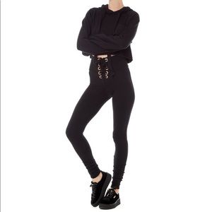 Are You Am I Black Grommet Lace Up Leggings XS